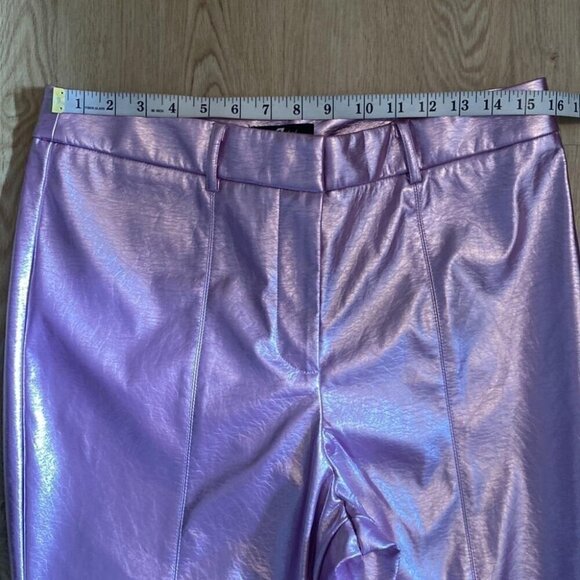 7 For All Mankind Metallic Pink Faux Leather Pants Barbiecore - Picture 5 of 10